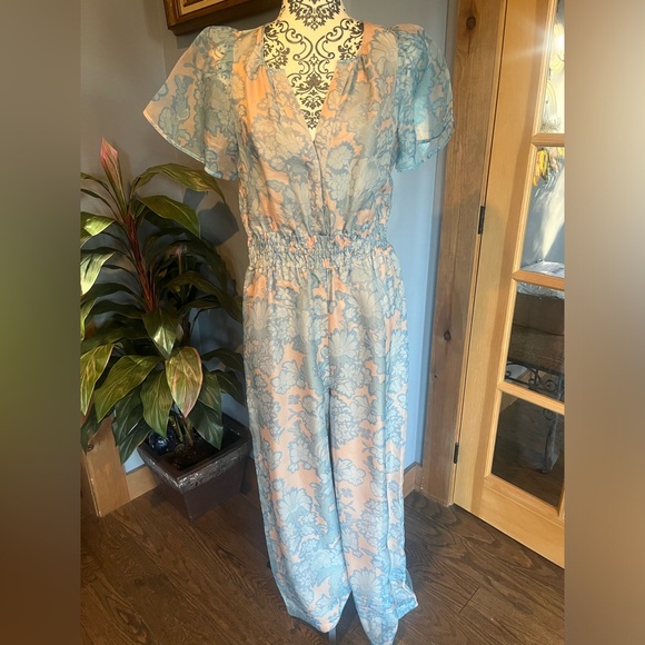 NWOT Anthropologie silk floral jumpsuit Size M - Picture 2 of 8